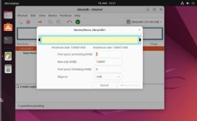 Abbildung 4: Über das Kontextmenü erhalten Sie Zugang zu einem Schieberegler, mit dem Sie die Größe der Partition anpassen.