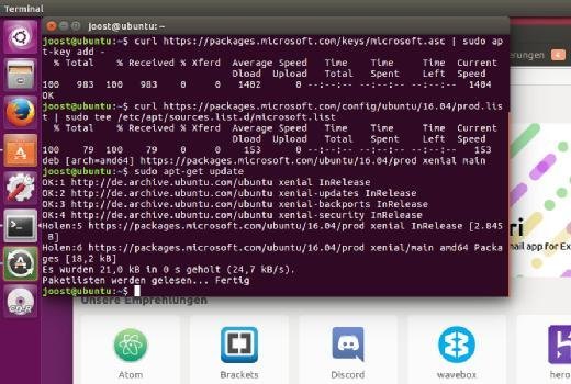 PowerShell 6 Core wird über das Ubuntu-Repository von Microsoft importiert.