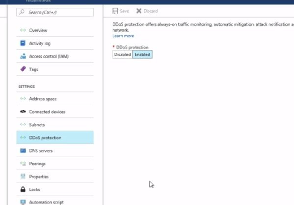 Der Azure DDoS Protection Service kann über das Webportal für virtuelle Netzwerke aktiviert werden.