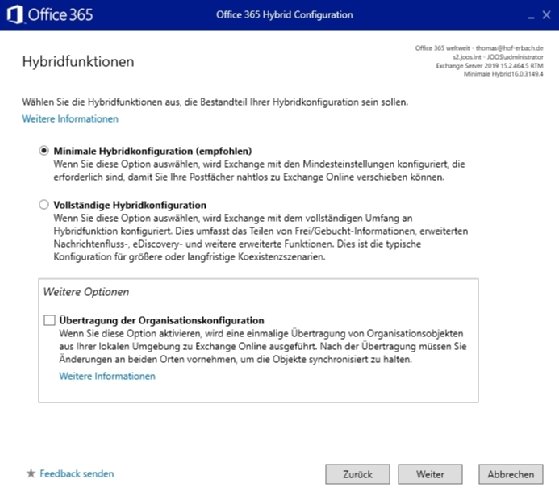 Lokale Exchange-Organisationen für die Migration mit Exchange Online in Microsoft 365 verbinden.