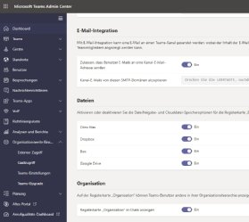 Abbildung 2: Anpassen der Sicherheits- und Datenschutzoptionen in Microsoft Teams.
