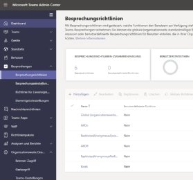 Abbildung 4: Verwalten von Besprechungsrichtlinien in Microsoft Teams.