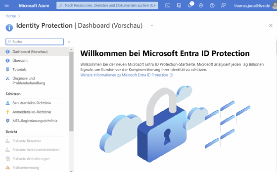 Microsoft Azure AD/Entra ID Identity Protection schützt vor Cyberattacken auf Benutzerkonten.
