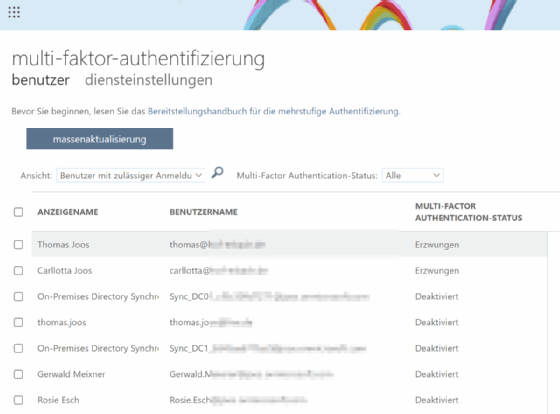 Die Multifaktor-Authentifizierung sollte in jedem Fall aktiviert werden.