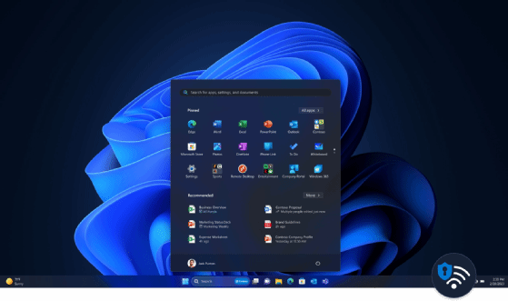 Künftig sehen Anwender in Windows 11 auf einen Blick an einem kleinen Schutzschild, ob es sich bei der aktuellen Netzwerkverbindung um eine VPN-Verbindung handelt.