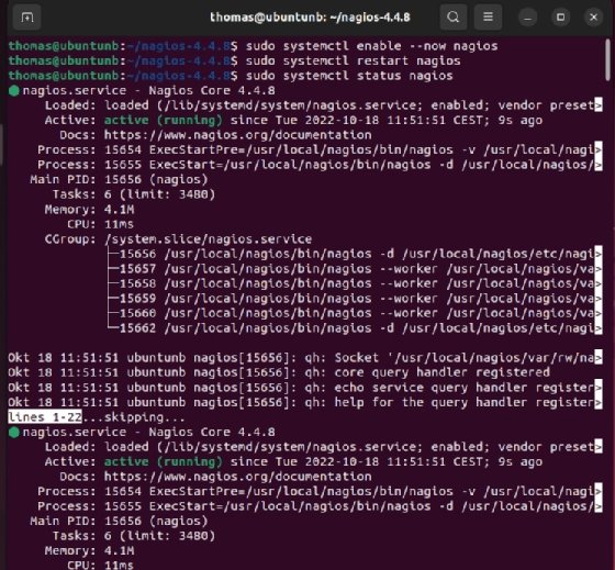 Abbildung 2: Inbetriebnahme von Nagios Core auf einem Server.