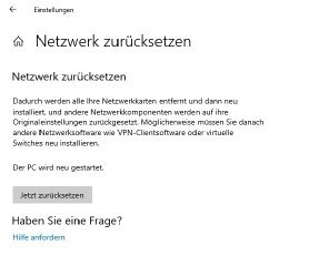 Abbildung 4: Zurücksetzen der Netzwerkverbindungen in Windows.