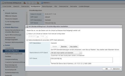 Zeitkonfiguration im Web Client.
