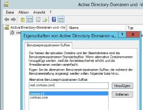 Abbildung 1: Der UPN der Anmeldekonten muss zur E-Mail-Domäne, der Anmeldung und den Zertifikaten passen, um Warnmeldungen zu unterbinden.