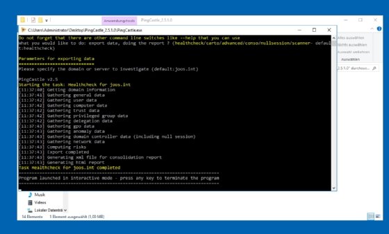 Das kostenlose Tool PingCastle untersucht das Active Directory auf Sicherheitslücken.