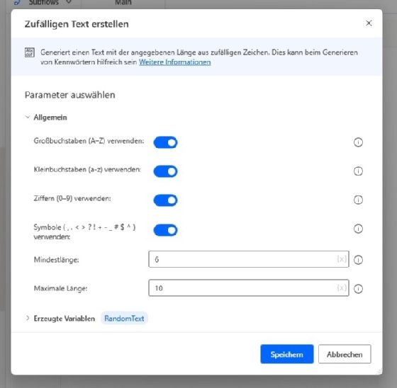 Abbildung 4: Power Automate Desktop kann auch beim Erstellen von neuen Kennwörtern zum Einsatz kommen.