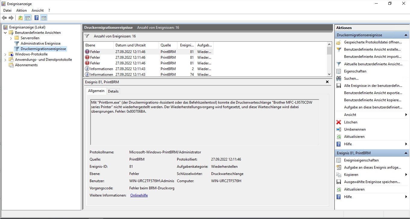 WindowsDruckserver mit nativen Tools migrieren und sichern Computer