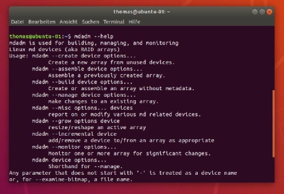Erstellen von RAID-Systemen in Linux.