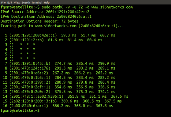 Das Tool path6 bietet traceroute-ähnliche Funktionalität.