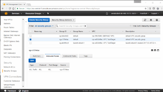 Security Groups steuern den Traffic-Flow von und zu den einzelnen Instanzen.