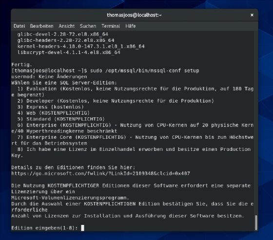 Abbildung 3: Konfigurieren von SQL Server 2019 nach der Installation und Auswahl der eingesetzten Edition.