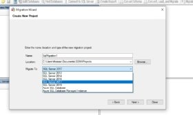Abbildung 2: In Version 8.7 kann SQL Server 2019 als Ziel der Migration verwendet werden.