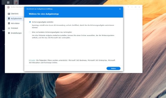 Das Sysnology-System und auch die App müssen sich zunächst bei Microsoft 365 registrieren, um Daten sichern zu dürfen.