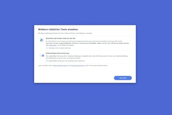 Abbildung 9: Automatische Sicherung der DSM-Konfiguration in der Cloud und Aktivierung der Rund-um-die-Uhr-Überwachung