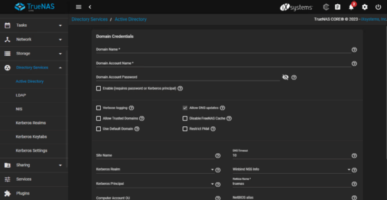 Abbildung 7: TrueNAS lässt sich zur Authentifizierung an Active Directory anbinden.