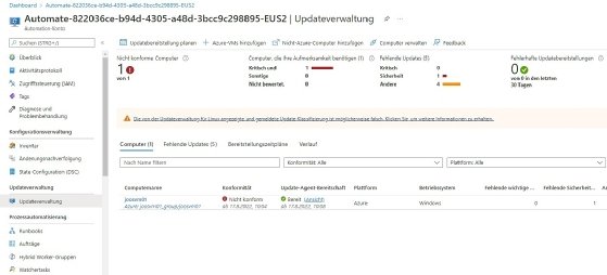 Abbildung 3: Anbinden von Azure-VMs an Azure Update Management
