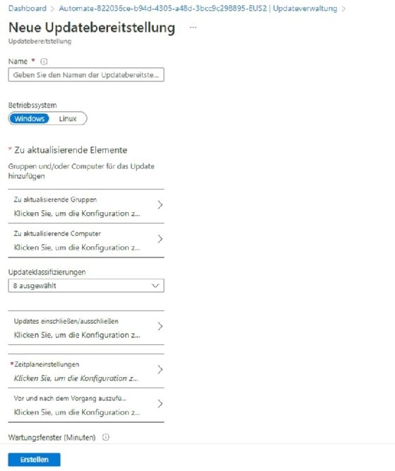 Abbildung 5: Erstellen eines Bereitstellungsplans für die Verteilung von Updates.