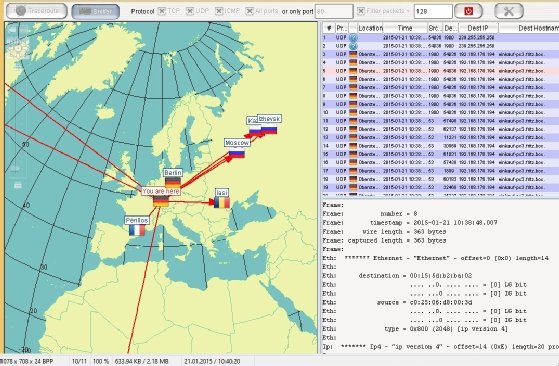 Abbildung 5: Auch Visual Trace Route hilft bei der Analyse des Netzwerks.