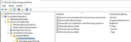 Kennwörter lassen sich unter Windows Server 2016 über Gruppenrichtlinien steuern.