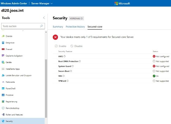 Secured-Core-Server und Windows Admin Center