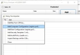 Abbildung 4: Der Vergleich der neuen und bereits gesetzten Richtlinien kann mit dem Policy Analyzer erfolgen.