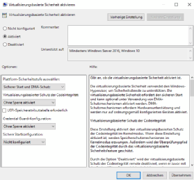 Die virtualisierungsbasierte Sicherheit sollte unter Windows Server 2022 aktiviert werden.