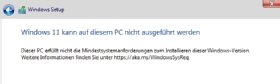 Abbildung 1: Wenn bestimmte Systemvoraussetzungen nicht erfüllt sind, bricht das Installationsprogramm ab.