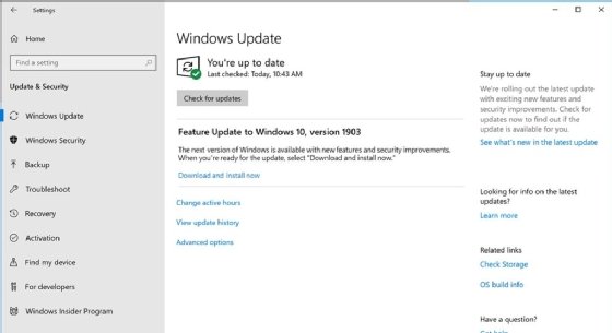 Abbildung 1: Anwender können mit Windows 10 Version 1903 künftig Funktions-Updates gezielt herunterladen und installieren, wenn das System als dafür geeignet eingestuft wurde.