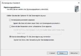 Abbildung 1: Der Zonensignatur-Assistent von Windows unterstützt Administratoren bei der Wahl der richtigen Parameter.