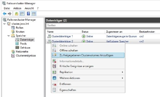 Neuerungen in Cluster Shared Volumes