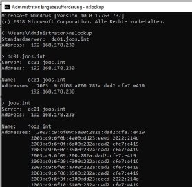 Abbildung 1: Es ist eine gute Idee, die Namensauflösung zu prüfen, um sicher zu stellen, dass mit der Verbindung zum Active Directory alles funktioniert.