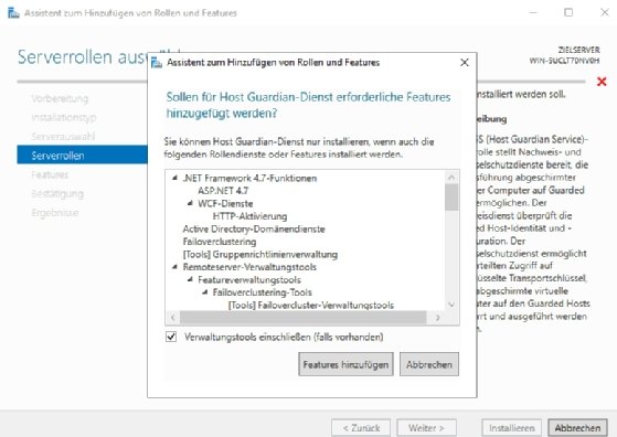 Abbildung 1: Es gilt zunächst den Host Guardian Service auf einem Server zu installieren.