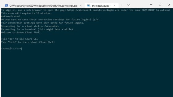 Abbildung 2: Azure Cloud Shell und Azure CLI lassen sich ebenfalls im Windows Terminal nutzen.