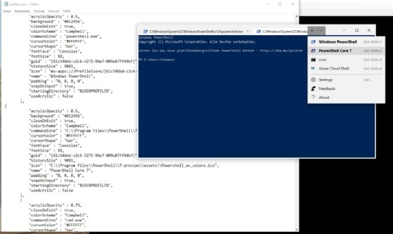 Abbildung 3: PowerShell Core 7 lässt sich in Windows Terminal nachträglich einbinden.