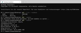 Abbildung 2: Lassen Sie sich den Status Ihrer WSL-Installation in PowerShell anzeigen.