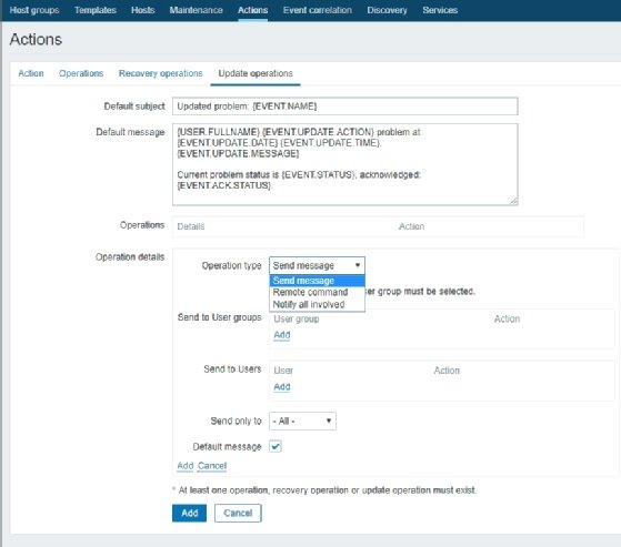 Abbildung 5: Zabbix kann auf Basis von Triggern auch Aktionen durchführen.