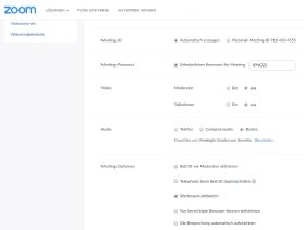 Abbildung 1: Sicherheitseinstellung für Meetings in Zoom konfigurieren.