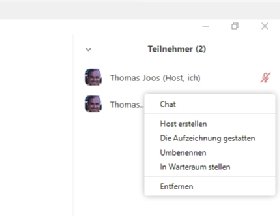 Abbildung 3: Teilnehmer lassen sich auch in den Warteraum eines Meetings verschieben.