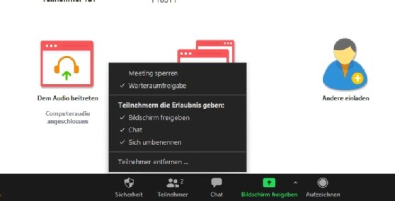 Abbildung 4: Meetings können vom Moderator gesperrt werden.
