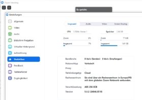 Abbildung 6: Die Einstellungen des Zoom-Clients anzeigen.