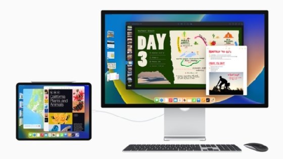 Illustration des iPad Air et Pro les plus récents qui pourront pleinement gérer un écran externe, avec iPadOS 16.