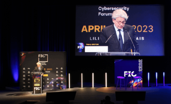 Photo de Thierry Breton lors de son intervention en ouverture de l'édition 2023 du FIC.