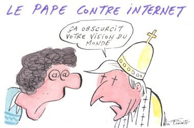 Dessin: Le dessin de François Cointe - Le pape contre l'internet