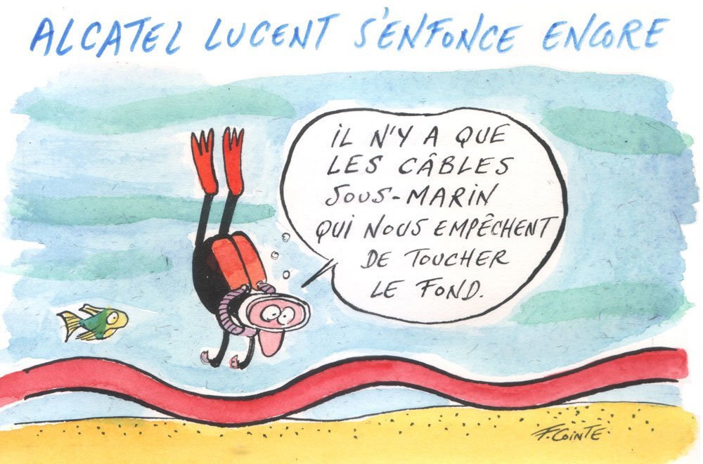Dessin: Le dessin de François Cointe - Les pertes d'Alcatel Lucent