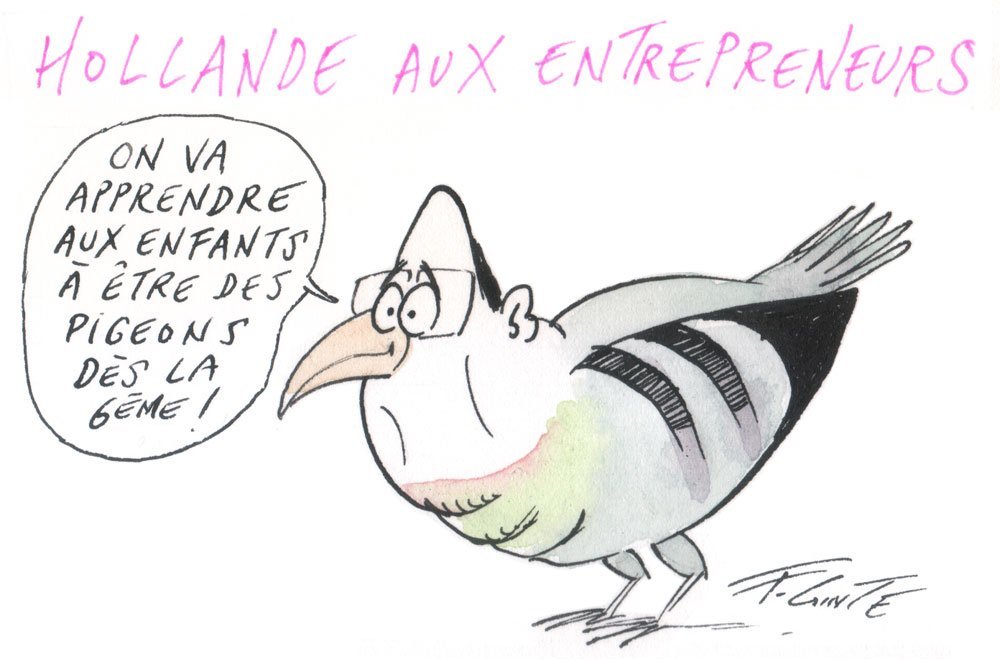 Dessin: Le dessin de François Cointe - Hollande et les pigeons
